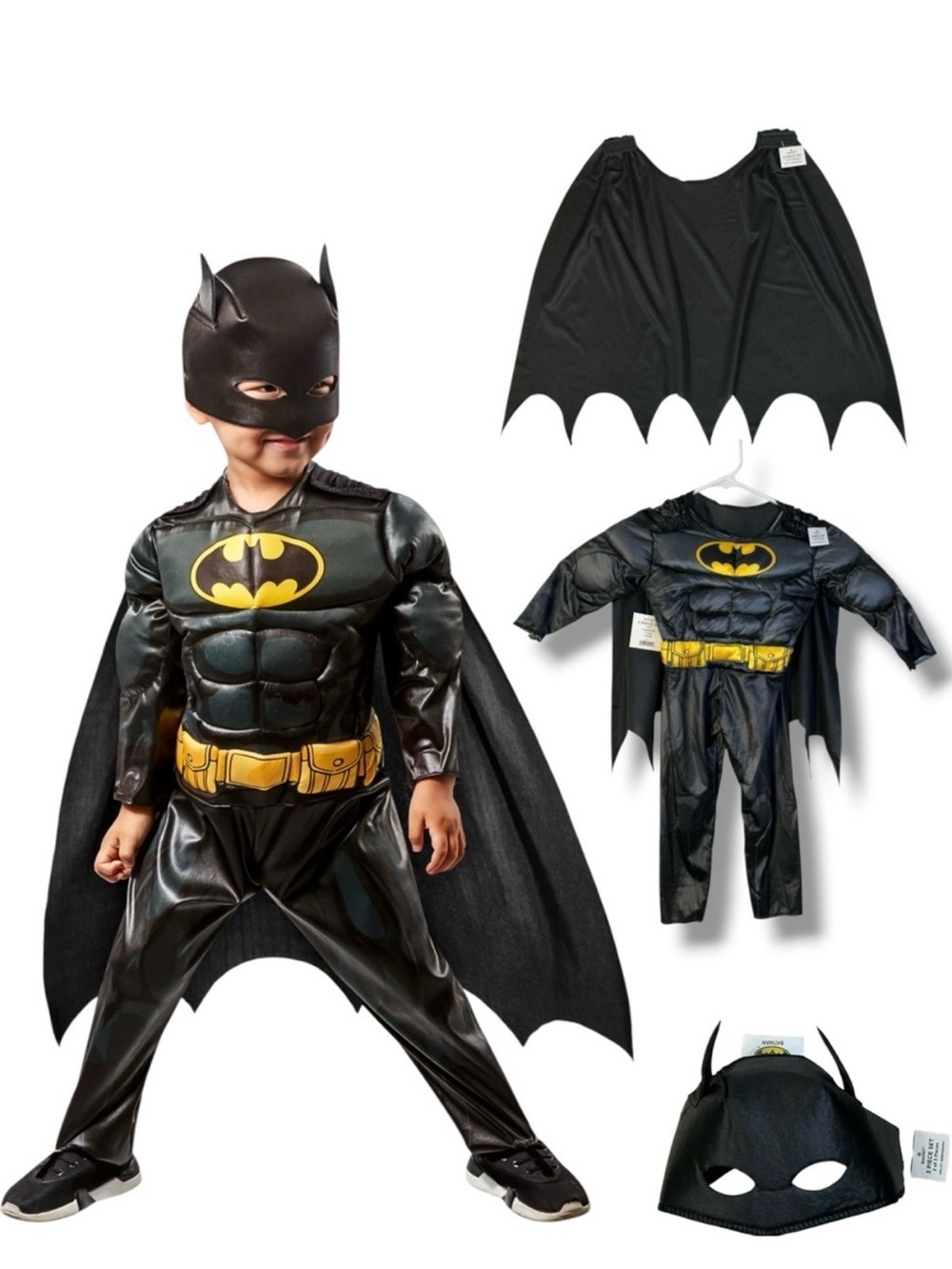 Brand New Batman Costume DC Comics by Rubies Complete 3 Piece Kids Toddler 2T